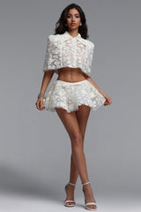 Sarah Chic Short Sleeve Lace Top Or Skirt Two Piece Set