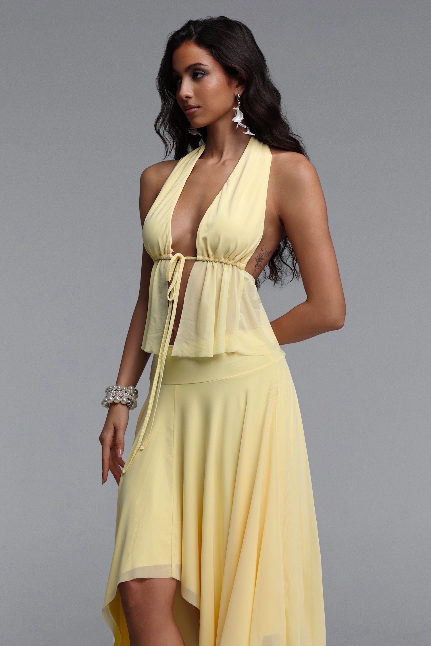 Kyra Resort Flowy Irregular Hem Woven Top and Skirt Two Piece Set