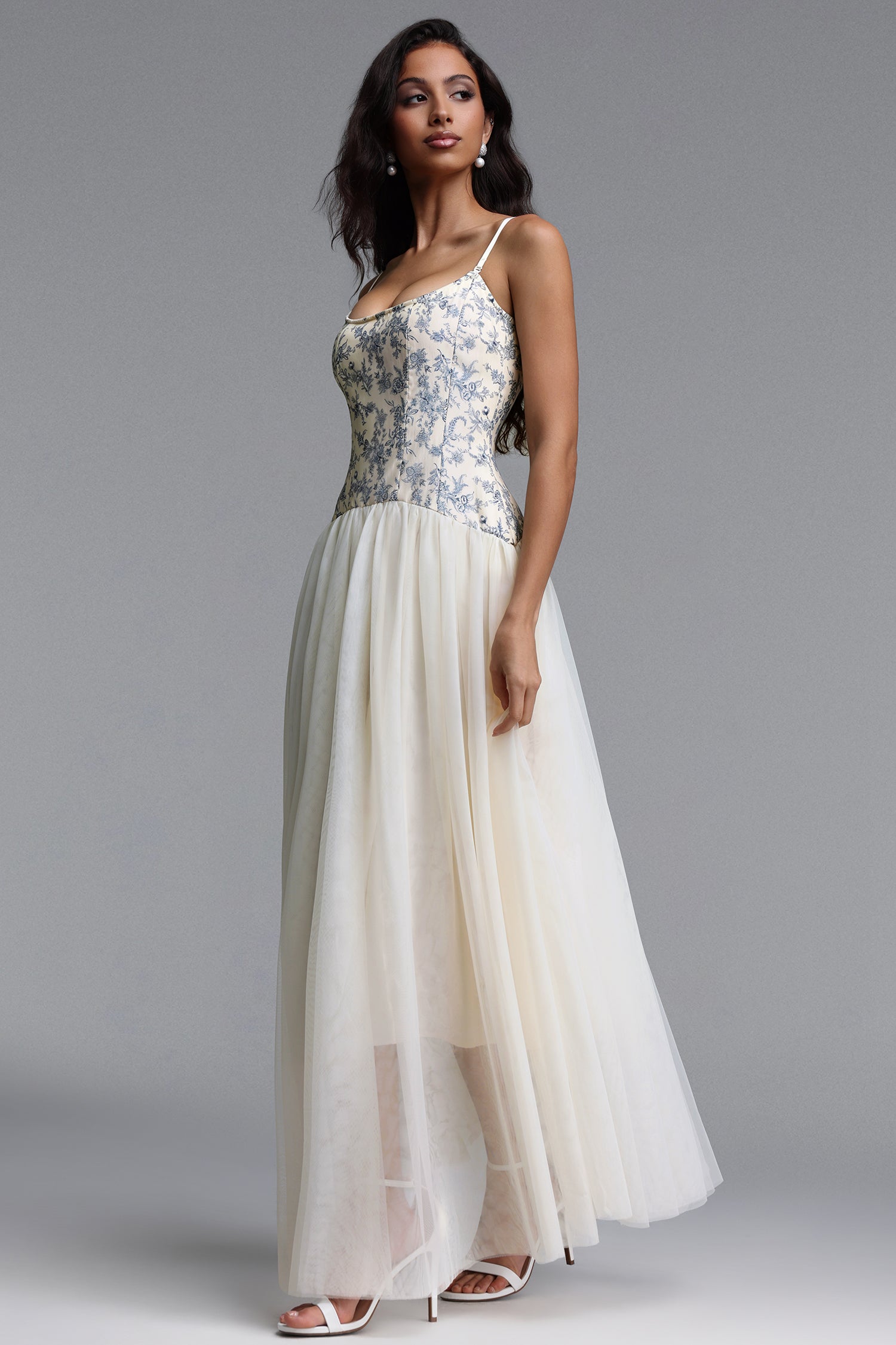 Sheath Elegant Contour Floral Print Maxi Dress