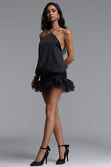 Fenby Sexy Flowy Sleeveless Ruffle Woven Mini Dress