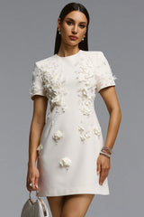 Kamo Elegant Tailored Short Sleeve Floral Mini Dress