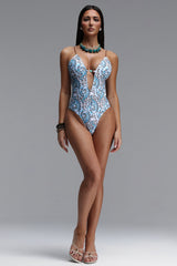Tinnie Resort Contour Sleeveless Cut Out Floral Print One Piece Swimsuit