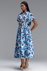 Valor Resort Tailored Short Sleeve Print Woven Maxi Dress