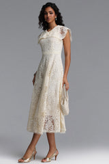 Sagoni Resort Cinched Sleeveless Floral Lace Maxi Dress