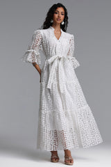 Lzada Resort Flowy V Neck Puff Sleeve Floral Woven Maxi Dress