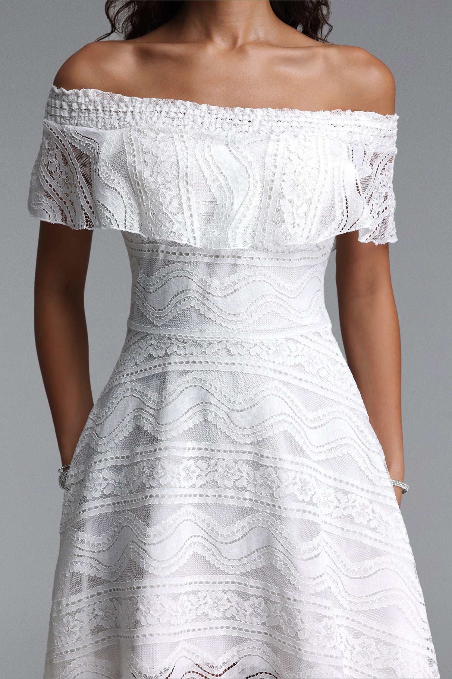 Lillian Resort Flowy Off Shoulder Floral Tulle Mini Dress