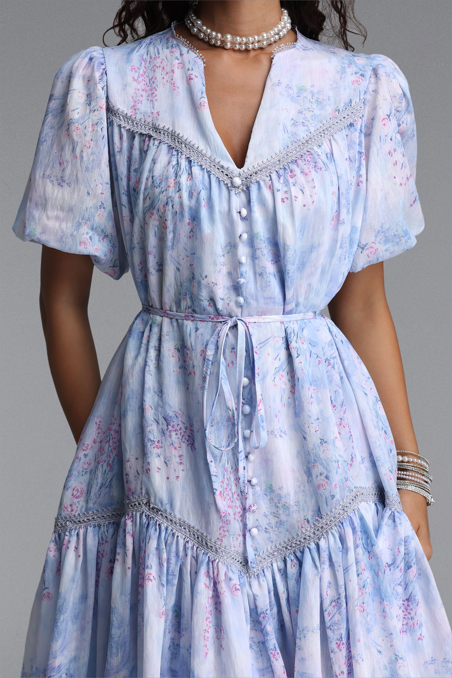 Kiera Resort Flowy Puff Sleeve Floral Print Woven Mini Dress