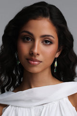 Emilia Asymmetrical Green Dangle Earrings