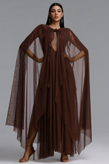 Paul Vintage Halter Twist Knot Cutout Flowing Panel Maxi Dress