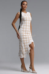 Seraphina Asymmetric Round Neck Sleeveless Knit Midi Dress