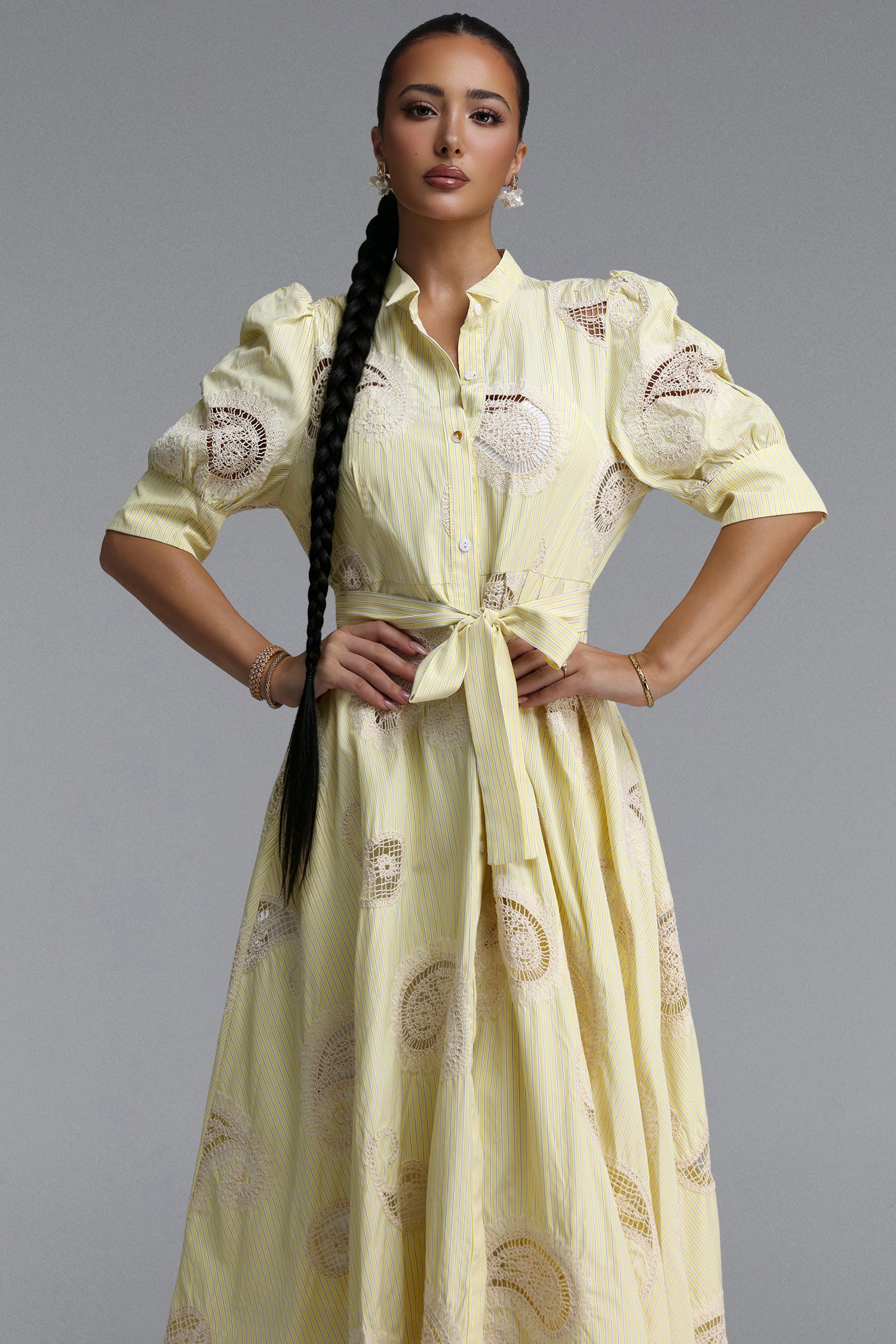 Paza Resort Flowy Puff Sleeve Woven Maxi Dress