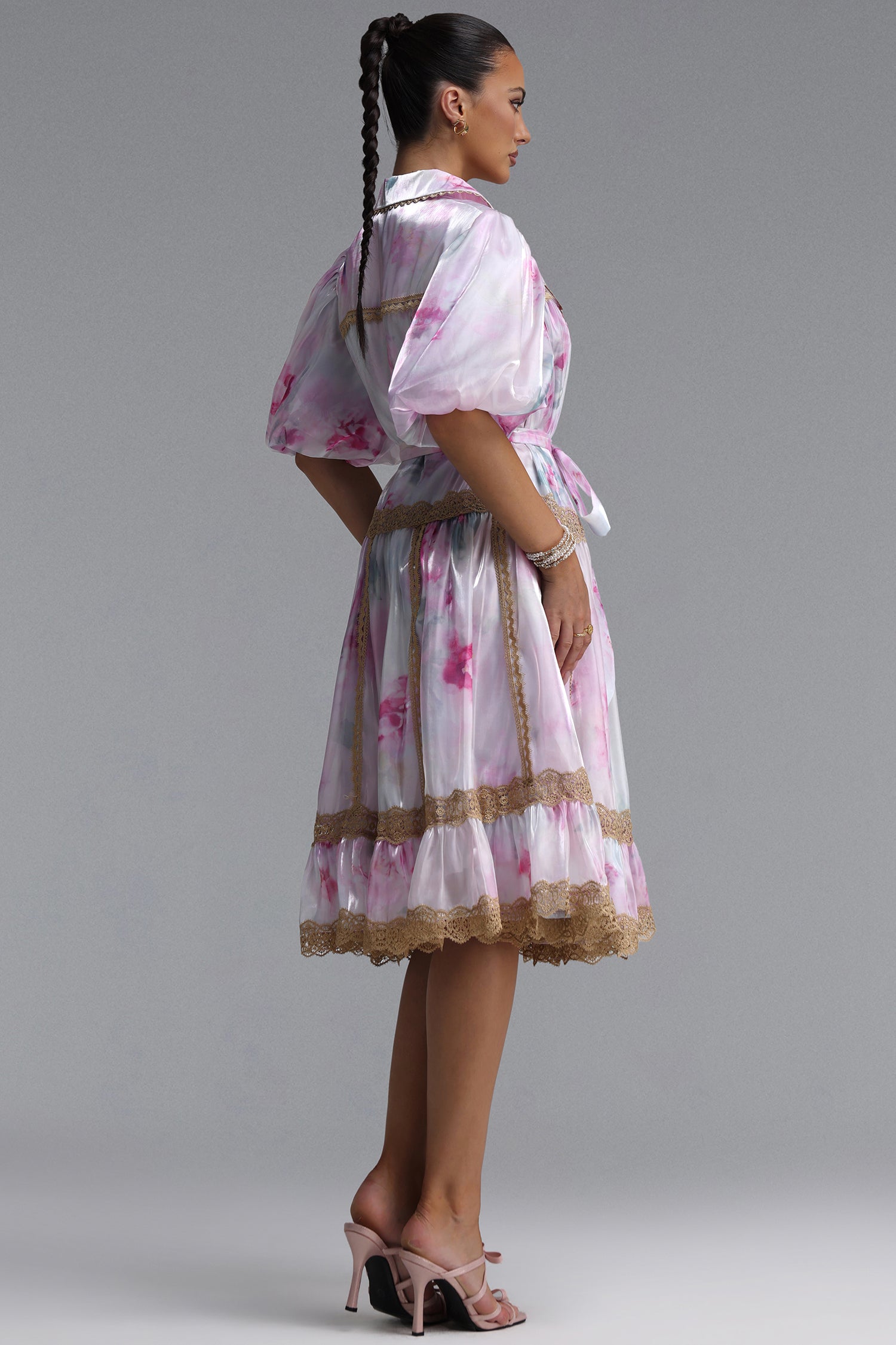 Neal Resort Flowy Puff Sleeve Print Woven Mini Dress