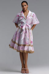 Neal Resort Flowy Puff Sleeve Print Woven Mini Dress