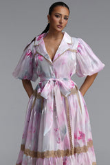 Neal Resort Flowy Puff Sleeve Print Woven Mini Dress