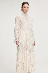 Fringed Midi Skirt With Ribbon Accents