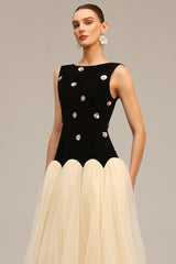 Roto Sleeveless Sequin Flowers Maxi Dress