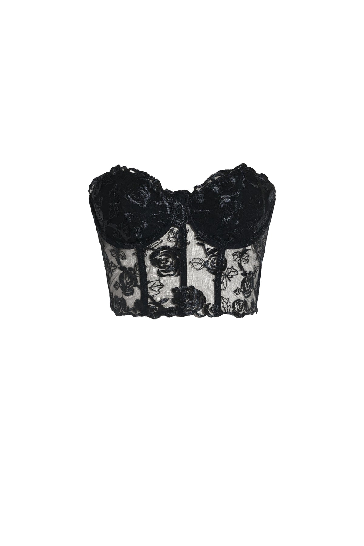Heloise Strapless Sleeveless Lace Flowers Corset