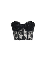 Heloise Strapless Sleeveless Lace Flowers Corset