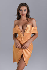 Alexa Off Shoulder Corset Mini Dress - Yellow