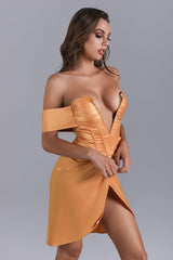 Alexa Off Shoulder Corset Mini Dress - Yellow