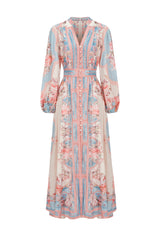 Dorte Long Sleeve Floral Printed Maxi Dress