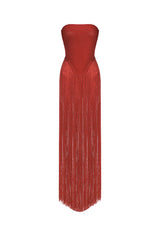 Valentina Strapless Fringe Dress