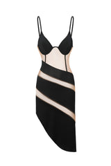 Livana Halter Patchwork Mesh Dress