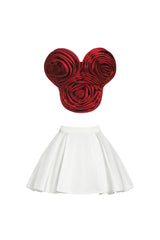 Neela Flower Strapless Waist Mini Dress