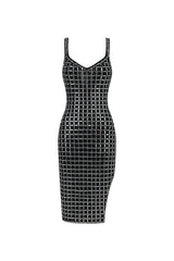 Sabriya V-Neck Sleeveless Halter Diamond Midi Dress