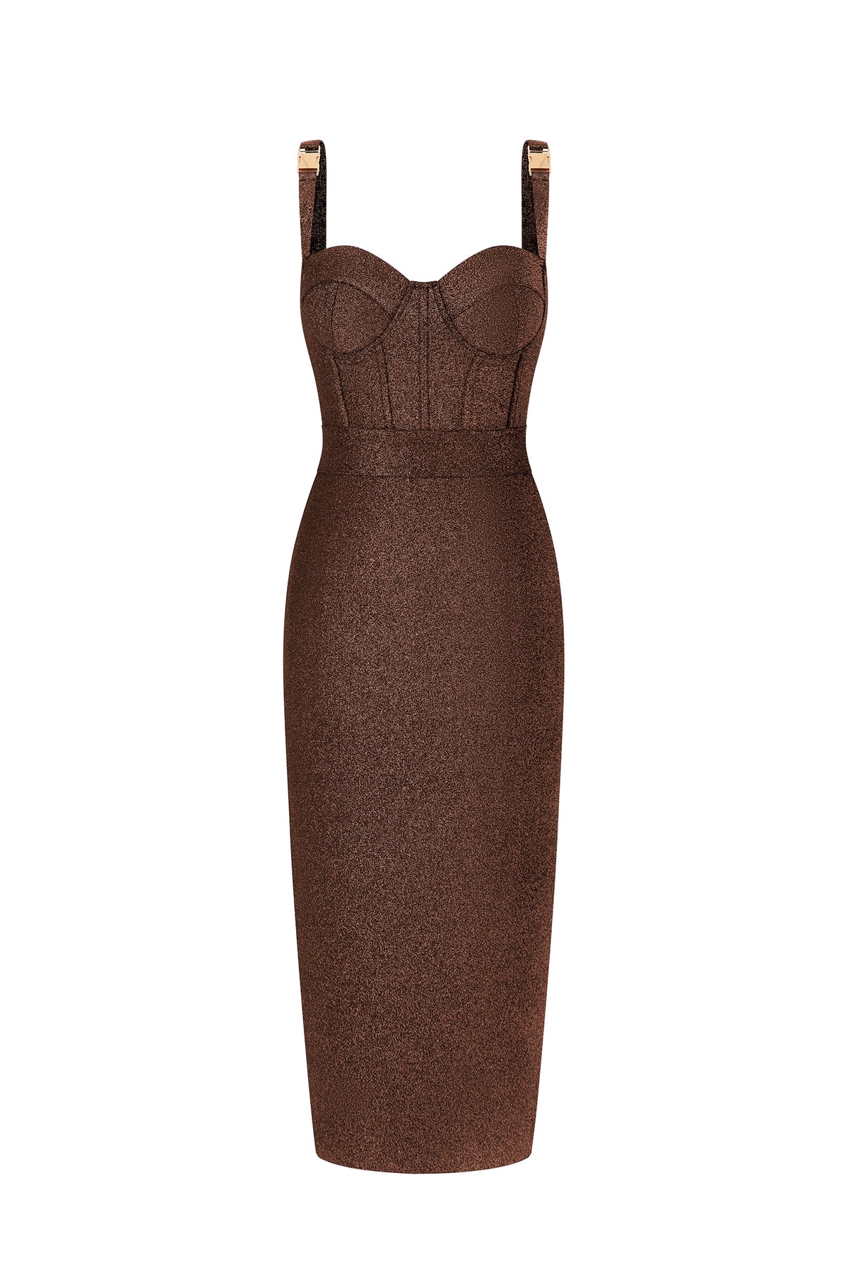 Ziriy Sleeveless V-Neck Bandage Brown Maxi Dress