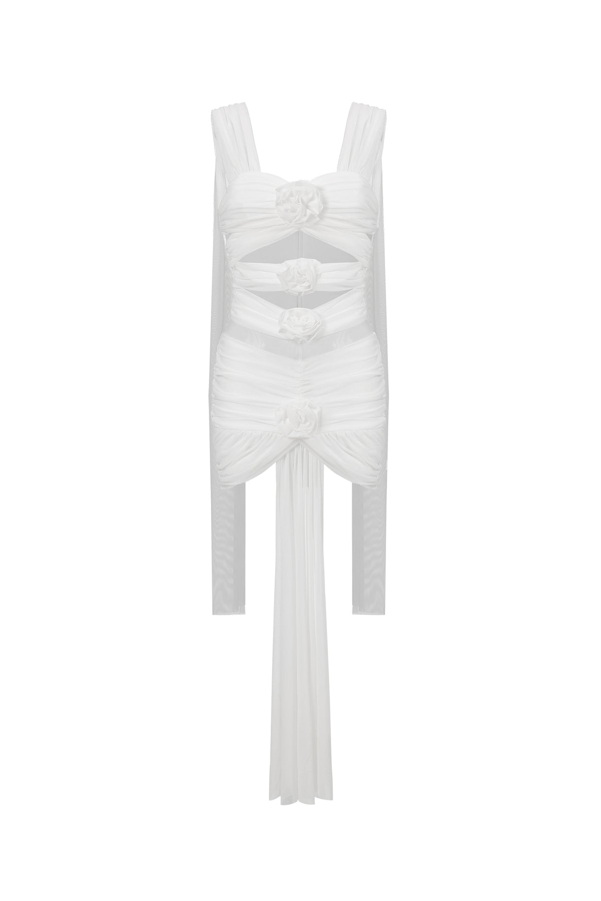 Kawayi Sleeveless Flowers Hollowed Out Mini Dress