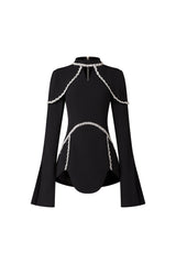 Teagan Long Sleeves High Neck Irregular Puff Sleeves Mini Dress