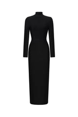 Easton Classic Contour High Neck Long Sleeve Bandage Maxi Dress