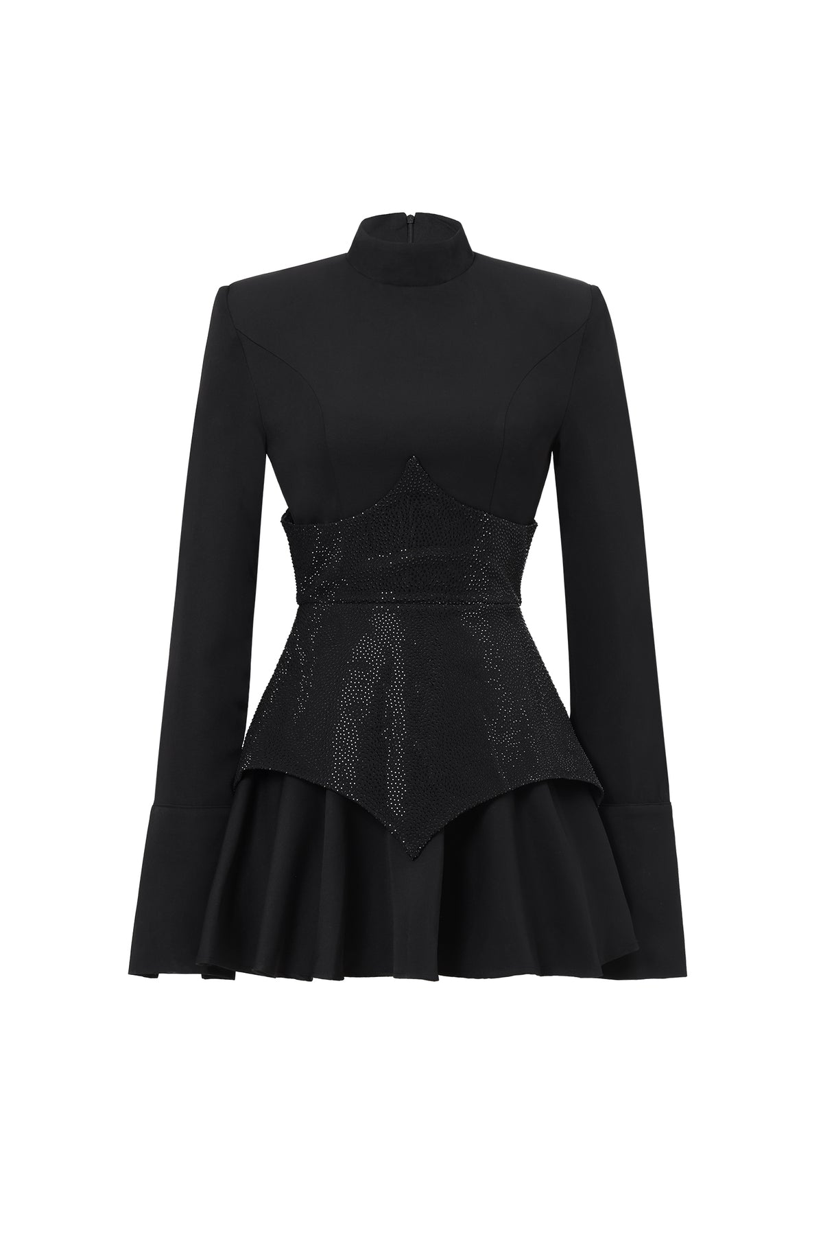 Tanria Classic Tailored Long Sleeve Crystal Mini Dress