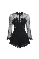 Willa Elegant Contour Long Sleeve Lace Romper