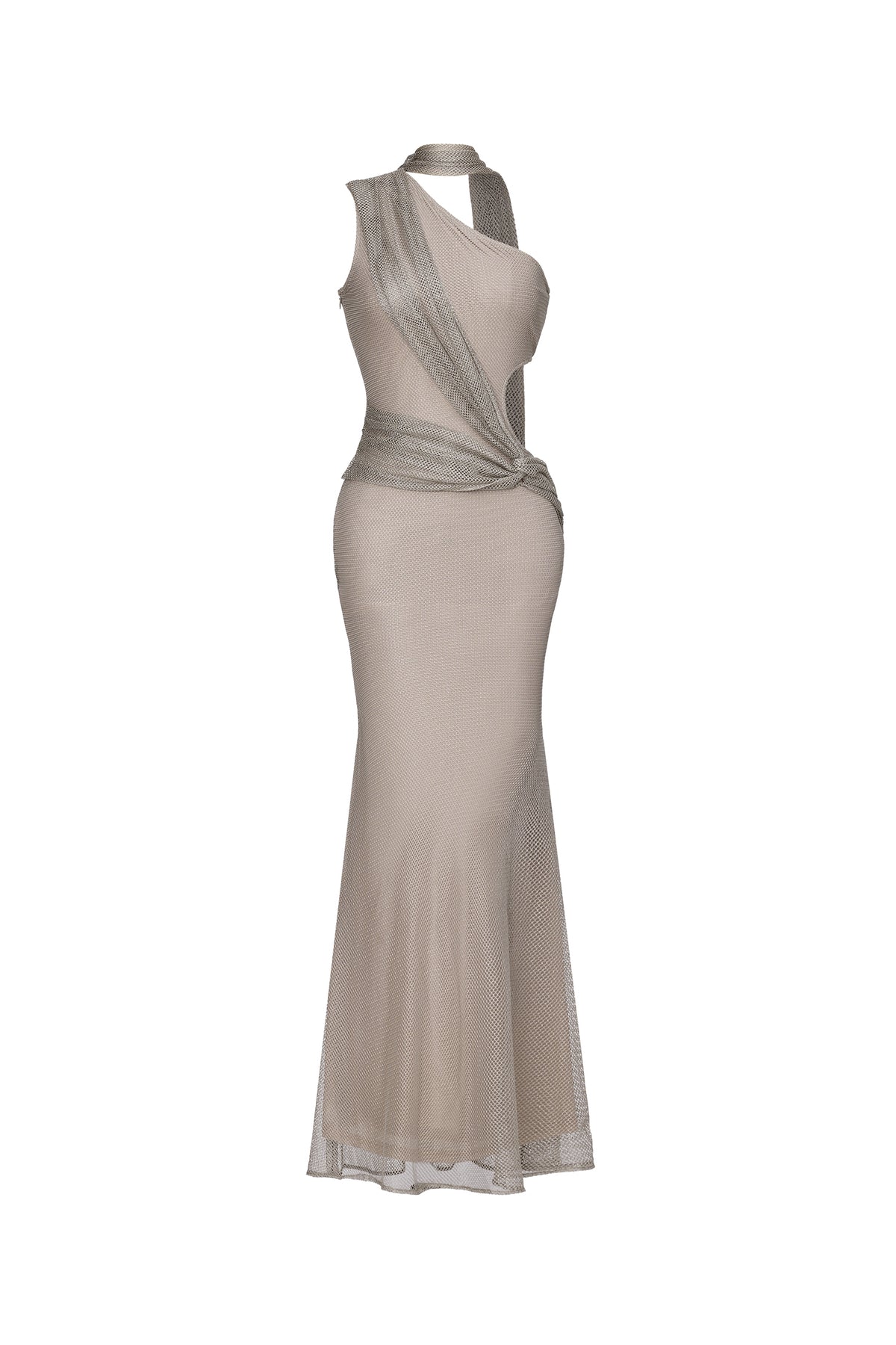 Uabeza Chic Contour One Shoulder Drape Cut Out Maxi Dress