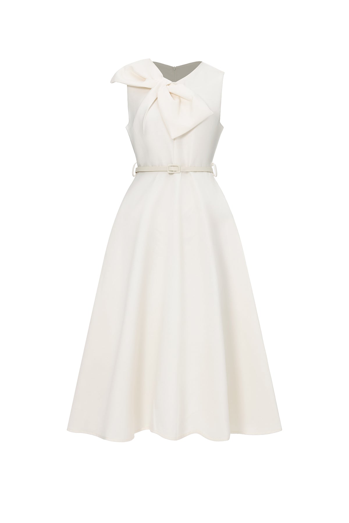 Fallon Elegant Tailored Sleeveless Bow Detailed Woven Maxi Dress