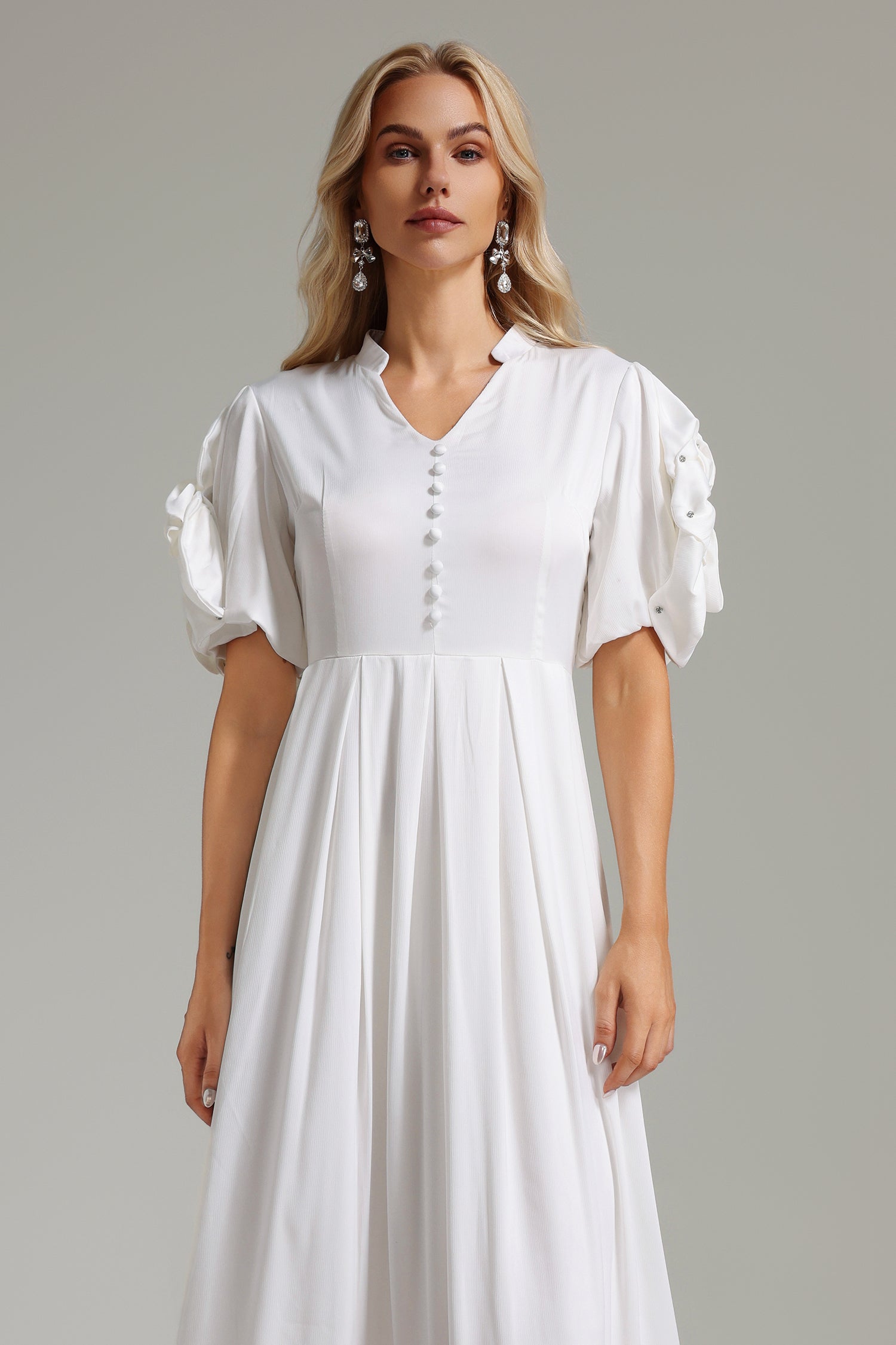 Dlasa Floral Embellished Sleeves Dress