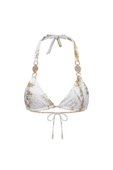 Rina Halter Sleeveless Diamond Gold Stamping Bikini