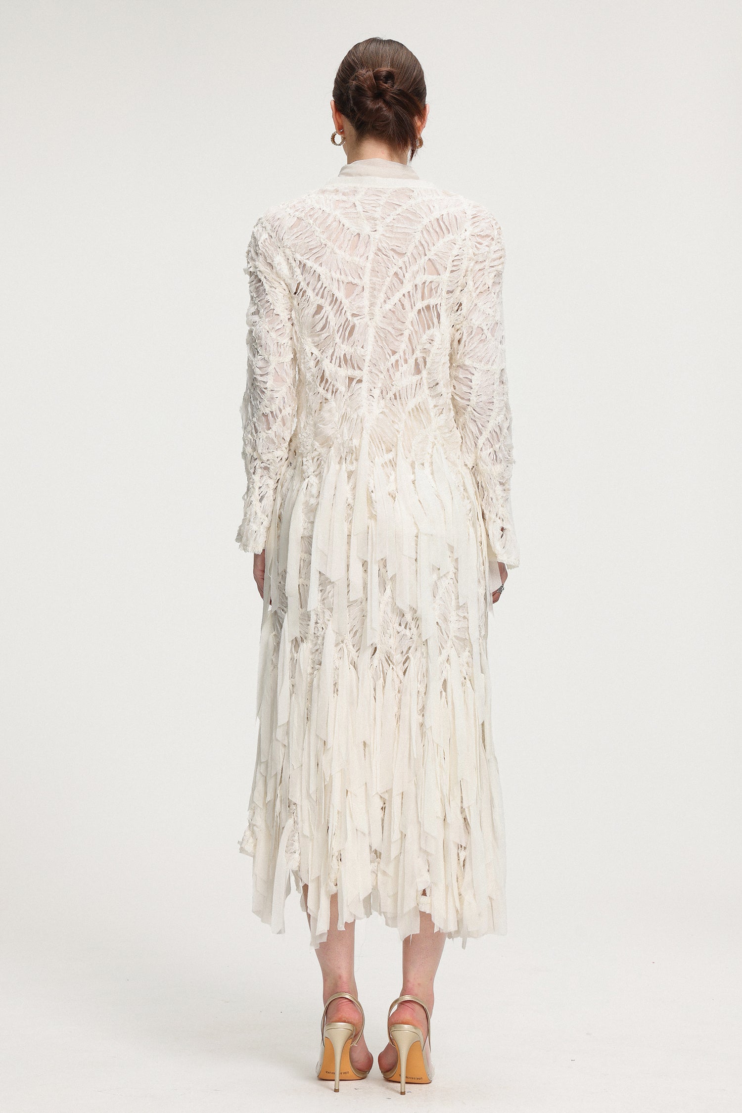 Fringed Midi Skirt With Ribbon Accents